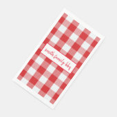 Gepersonaliseerde rode en witte buffelplaat servet (Hoek)