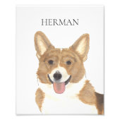 Gepersonaliseerde rode en witte Corgi Art Foto Afdruk (Voorkant)