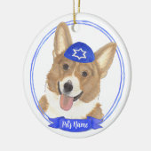 Gepersonaliseerde rode en witte Corgi hond Chanoek Keramisch Ornament (Links)