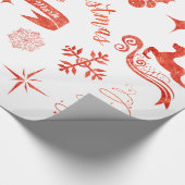 Gepersonaliseerde rode en witte kerstverpakking cadeaupapier (Hoek)