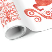 Gepersonaliseerde rode en witte kerstverpakking cadeaupapier (Rol Hoek)