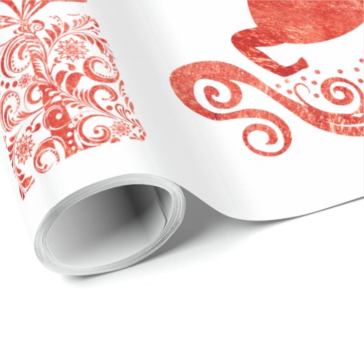 Gepersonaliseerde  rode en witte kerstverpakking cadeaupapier (Rol Hoek)