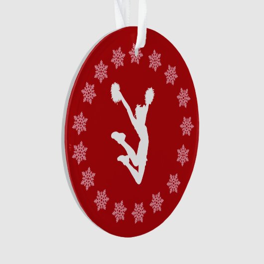 Gepersonaliseerde rode en witte sneeuwvlok ornament (voorkant)