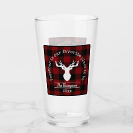 Gepersonaliseerde rode en zwarte Buffalo Plaid boe Glas