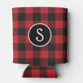 Gepersonaliseerde rode en zwarte Buffalo Plaid Mon Blikjeskoeler (Achterkant)
