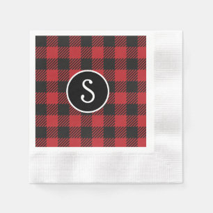Gepersonaliseerde rode en zwarte Buffalo Plaid Mon Servet