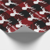 Gepersonaliseerde rode en zwarte buffelplaat cadeaupapier (Hoek)