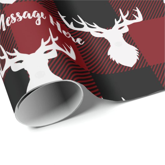Gepersonaliseerde rode en zwarte buffelplaat cadeaupapier (Rol Hoek)