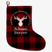 Gepersonaliseerde rode en zwarte buffelplaat grote kerstsok (Voorkant)