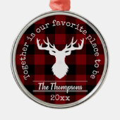 Gepersonaliseerde rode en zwarte buffelplaat metalen ornament (Voorkant)