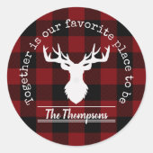 Gepersonaliseerde rode en zwarte buffelplaat ronde sticker (Voorkant)