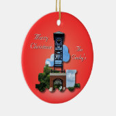 Gepersonaliseerde (Rode) Foley Klokkentoren & Trei Keramisch Ornament (Rechts)