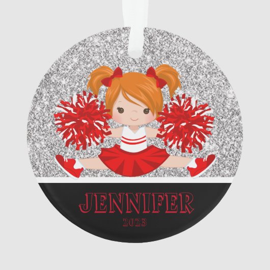 Gepersonaliseerde rode foto Cheerleading Ornament (achterkant)