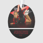 Gepersonaliseerde rode foto Cheerleading Ornament (voorkant)