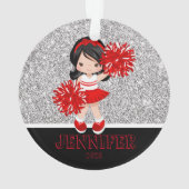Gepersonaliseerde rode foto Cheerleading Ornament (achterkant)