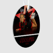 Gepersonaliseerde rode foto Cheerleading Ornament (voorkant)