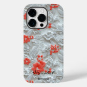 Gepersonaliseerde Rode Geborduurde Bloemen met Quo Case-Mate iPhone Case (Achterkant)