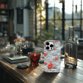 Gepersonaliseerde Rode Geborduurde Bloemen met Quo Case-Mate iPhone Case