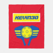 Gepersonaliseerde Rode Gele sportspeler Pickleball Fleece Deken (Voorkant)