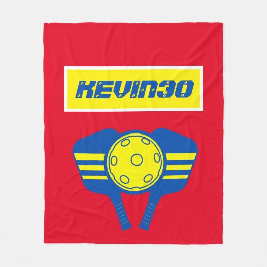 Gepersonaliseerde Rode Gele sportspeler Pickleball Fleece Deken (Voorkant)