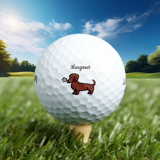 Gepersonaliseerde rode gladde dachshund Kleine blo Golfballen