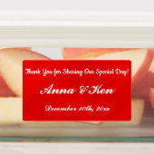 Gepersonaliseerde rode glamour bruiloft labels (Aangebracht)