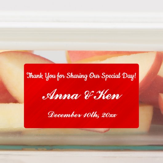 Gepersonaliseerde rode glamour bruiloft labels (Aangebracht)