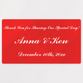 Gepersonaliseerde rode glamour bruiloft labels (Design 2)