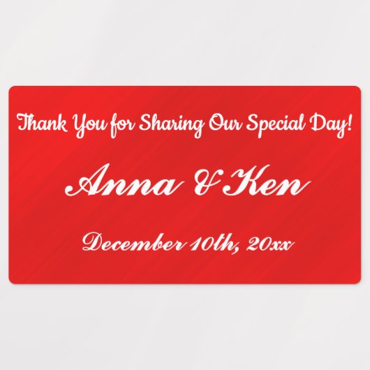 Gepersonaliseerde rode glamour bruiloft labels (Design 1)