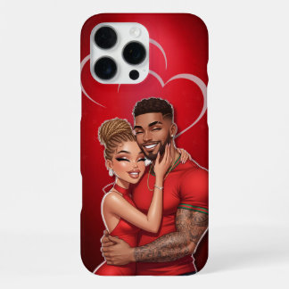 Gepersonaliseerde Rode Glamour Paar Telefoonhoes iPhone 16 Pro Max Hoesje