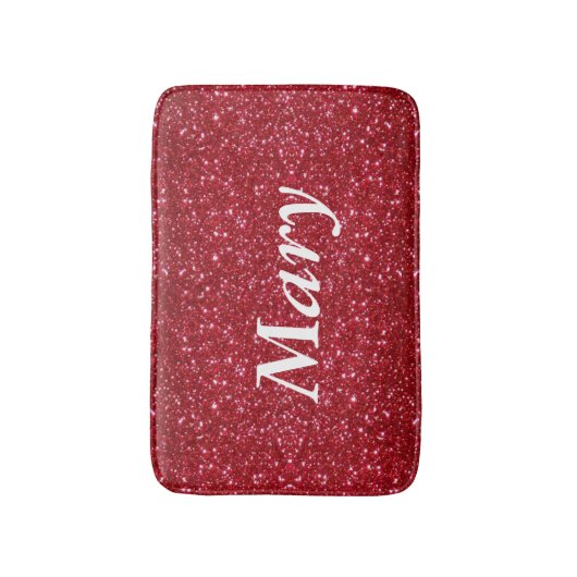 Gepersonaliseerde rode glitter badmat (Voorkant Verticaal)