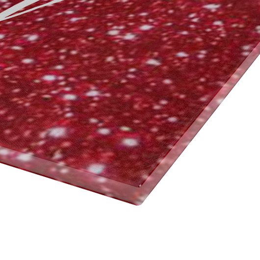 Gepersonaliseerde Rode Glitter Snijplank (Hoek)