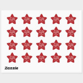 Gepersonaliseerde rode glitter & witte vrolijke ke ster sticker (Vel)