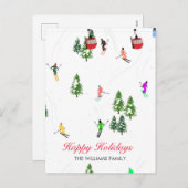 Gepersonaliseerde rode gondel ski Feestdagen illus (Voorkant / Achterkant)