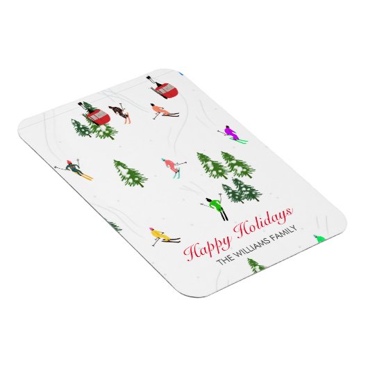 Gepersonaliseerde rode gondel ski Feestdagen illus Magneet (Rechterzijde)