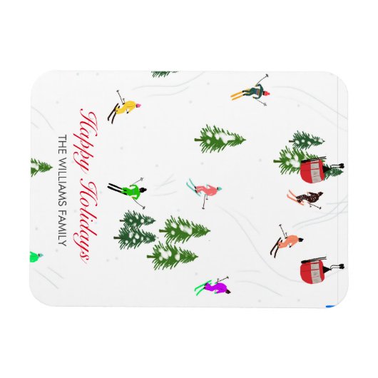 Gepersonaliseerde rode gondel ski Feestdagen illus Magneet (Horizontaal)