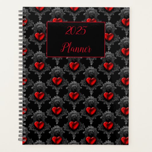 Gepersonaliseerde rode Gothic Planner (Voorkant)