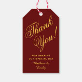 Gepersonaliseerde rode goud dank u bruiloft gunst cadeaulabel (Achterkant)