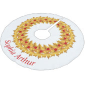 Gepersonaliseerde rode gouden bladeren krans Kerst Kerstboom Rok (Gekanteld)