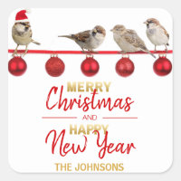 Gepersonaliseerde rode gouden Kerstmis Gelukkig Ni