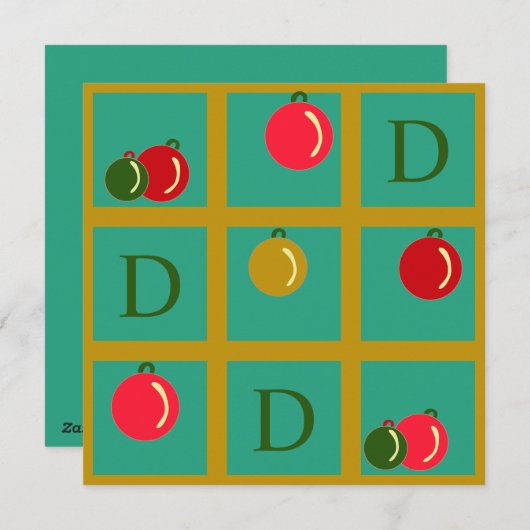 Gepersonaliseerde rode groene en gouden Ornament k Feestdagenkaart (Voorkant / Achterkant)