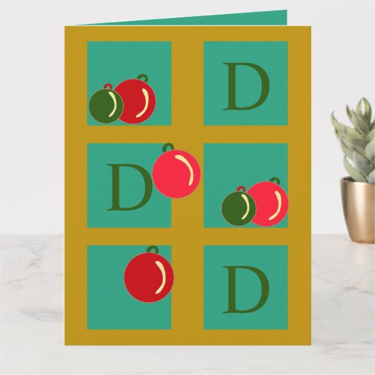 Gepersonaliseerde rode, groene, gouden Ornamenten Kaart (Kleine Plant)