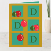 Gepersonaliseerde rode, groene, gouden Ornamenten Kaart (Voorkant)