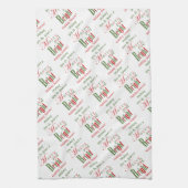 Gepersonaliseerde rode, groene vrolijke en heldere theedoek (Verticaal)