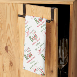 Gepersonaliseerde rode, groene vrolijke en heldere theedoek