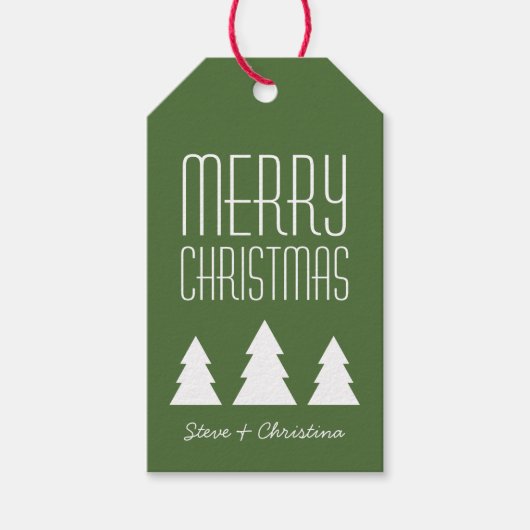 Gepersonaliseerde rode & groene vrolijke kerst cadeaulabel (Voorkant)