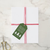 Gepersonaliseerde rode & groene vrolijke kerst cadeaulabel (Met Touw)