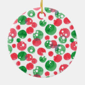 Gepersonaliseerde Rode Groene Waterverf Stippen vo Keramisch Ornament (Achterkant)