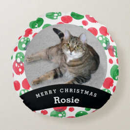 Gepersonaliseerde Rode Groene Waterverf Stippen vo Rond Kussen