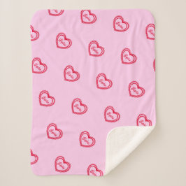 Gepersonaliseerde rode harten boven  roze sherpa deken